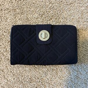 Vera Bradley Navy Quilted Wallet with Silver Clasp